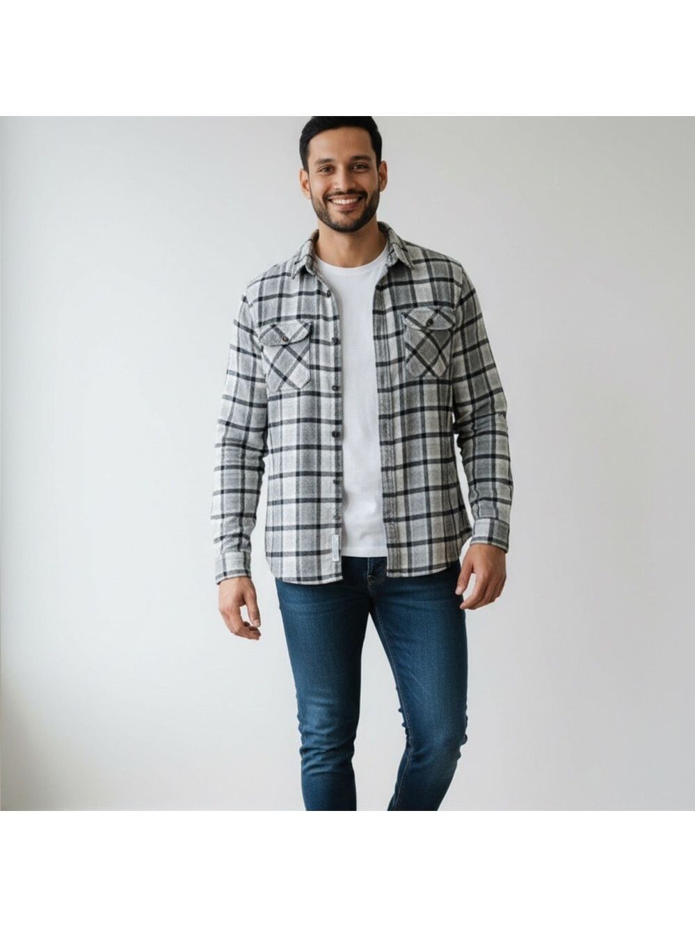 American Eagle Outfitters Gray Plaid Shirt